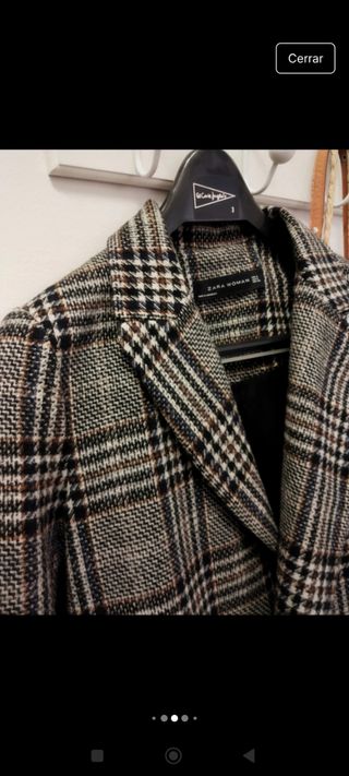 Abrigo fino Zara cuadros gris