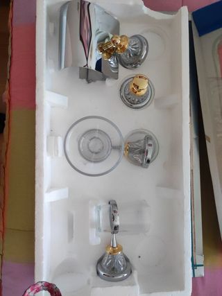 Conjunto 4 Accesorios Baño Oro, plateado y Cristal