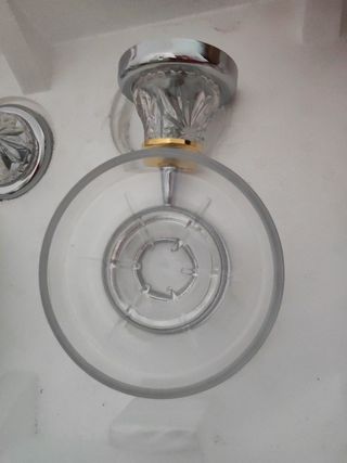 Conjunto 4 Accesorios Baño Oro, plateado y Cristal