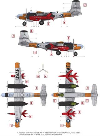 Maqueta Avión ICM DB-26B/C con 2 drones Q-2
