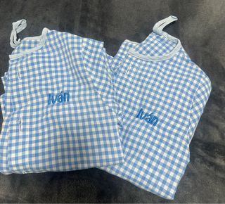 Batas colegio cuadros azules talla 2