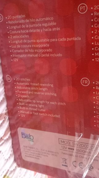 Máquina de coser UFESA SW2002 deluxe