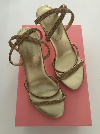 Sandalias Teria Yabar Doradas Brillantes