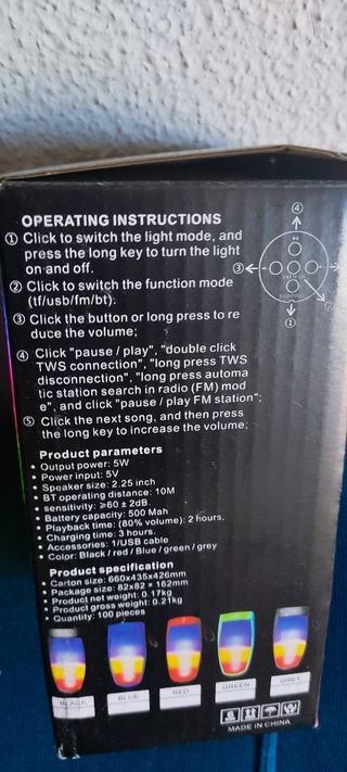 Altavoz Portátil ZQS1201 con Luces LED