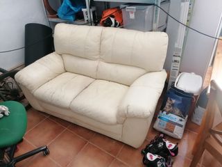 Sofá 2 plazas polipiel blanco