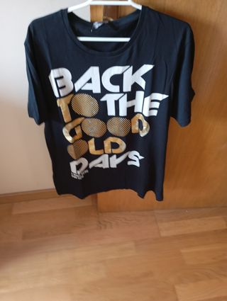 Camiseta Pull & Bear Negra Talla XL