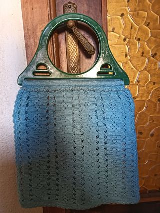 Bolso Ganchillo Vintage Azul, hecho a Mano