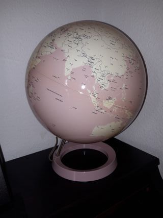 Lámpara Mapamundi Rosa y Blanca