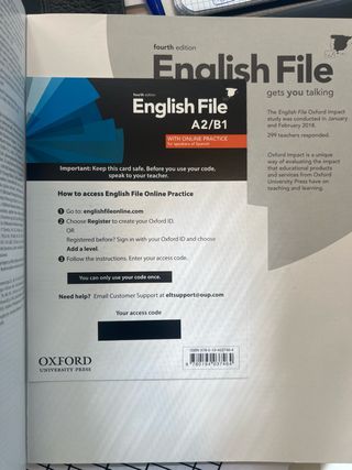 libro inglés NUEVO  English File A2/b1 Student's  
