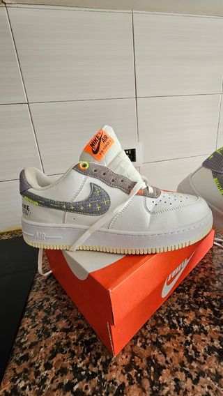 Nike Air Force  Blanco Gris Naranja