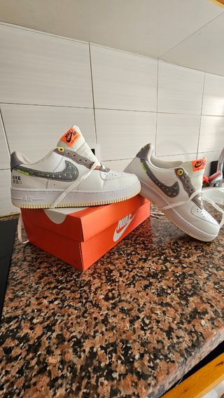Nike Air Force  Blanco Gris Naranja