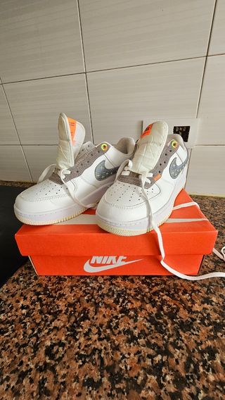 Nike Air Force  Blanco Gris Naranja