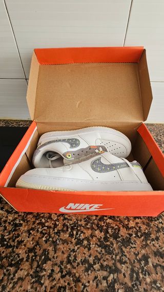 Nike Air Force  Blanco Gris Naranja