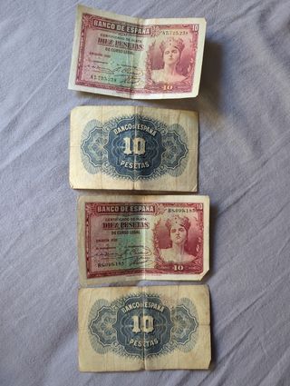 4 Billetes 10 Pesetas Banco de España 1935