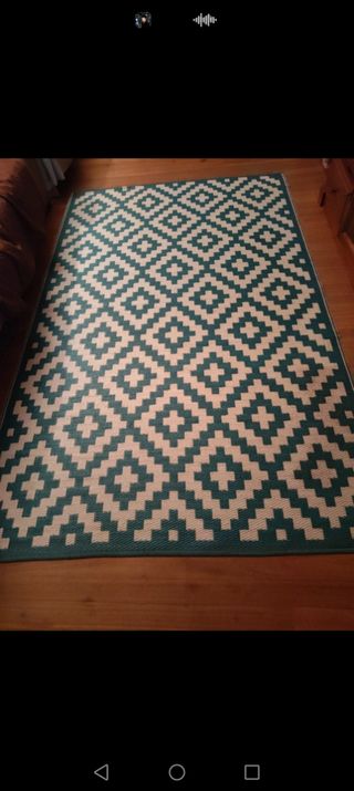 Tappeto in juta beige e turchese