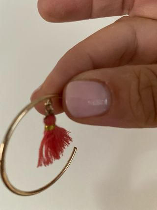 Pendientes Aro Dorados con Borla Naranja