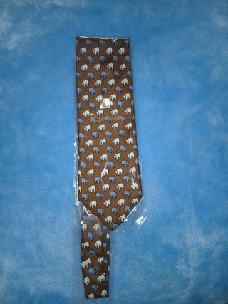Corbata ST. GEORGE elefantes marrón y azul