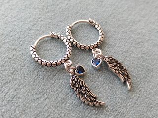 Pendientes aro pluma plata de ley