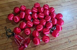 Lotto palline natalizie raso rosse