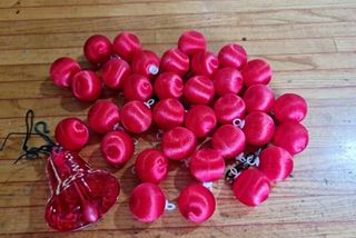 Lotto palline natalizie raso rosse