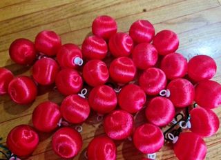 Lotto palline natalizie raso rosse