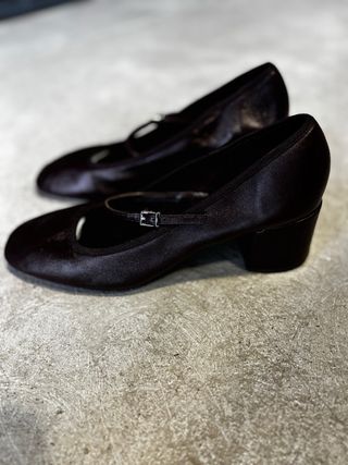 Zapatos Zara Piel Marrón Tacón Mary Jane