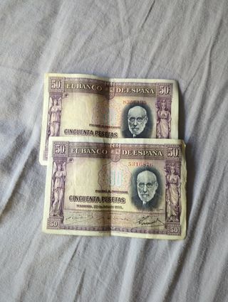 6 Billetes 50 Pesetas Banco de España 1935