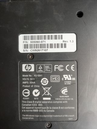 Teclado HP KU-0841 USB Negro