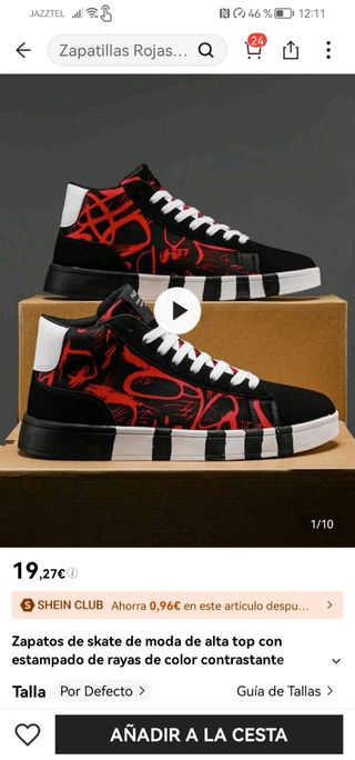 Zapatos skate estampado Shein Rojo Negro talla 40