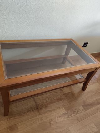 Mesa de salón madera y cristal de 100x60cm