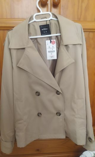 Gabardina corta Lefties Beige Talla XL
