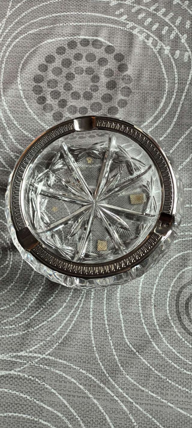 Posacenere vintage argento 800 e cristallo nuovo