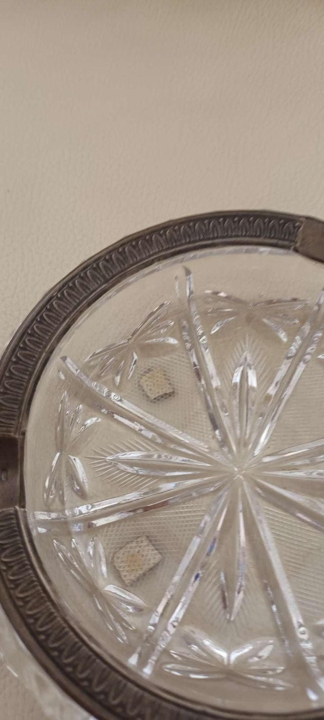 Posacenere vintage argento 800 e cristallo nuovo