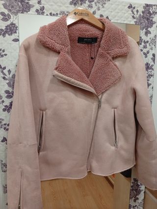 Cazadora Zara Ante y Borreguito Rosa
