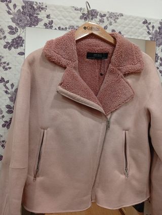 Cazadora Zara Ante y Borreguito Rosa