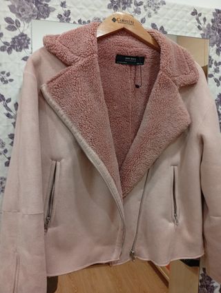 Cazadora Zara Ante y Borreguito Rosa