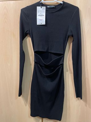 Vestido Zara Cut Out Negro Talla S