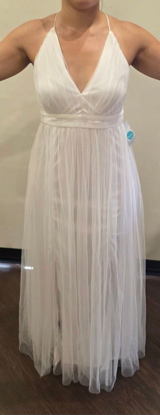 Vestido largo blanco de tul