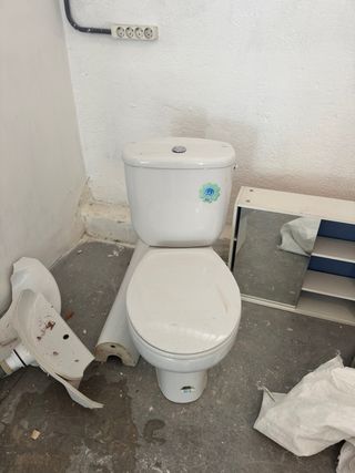 Inodoro y soporte lavadero blanco