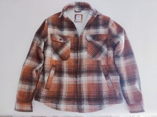Cazadora Zara cuadros marrón y naranja