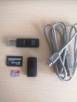 Memory Stick, microsd32gb, 2 pendrives y cable psp
