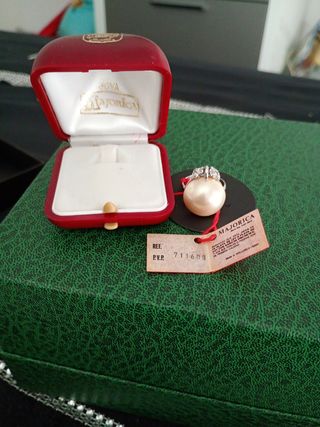 Anillo Majorica Plata Ley Perla y Circonitas