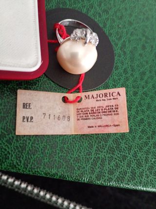 Anillo Majorica Plata Ley Perla y Circonitas