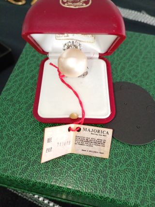 Anillo Majorica Plata Ley Perla y Circonitas