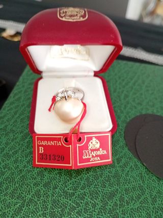 Anillo Majorica Plata Ley Perla y Circonitas