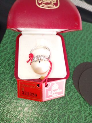 Anillo Majorica Plata Ley Perla y Circonitas