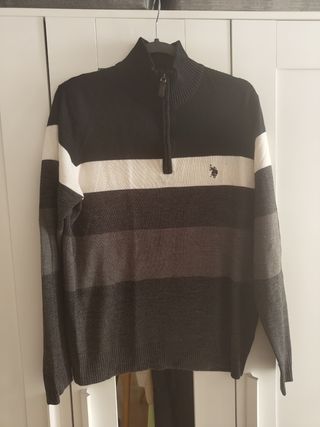 Polo Assn. Jersey Rayas Cremallera Cuello Alto