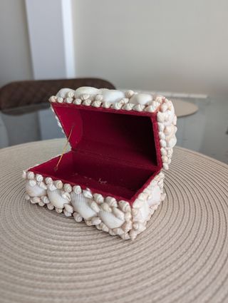 Joyero artesanal de conchas con terciopelo