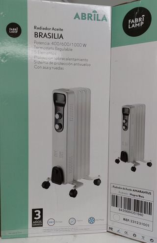Radiador aceite 1000W 5 elementos – Blanco/Negro
