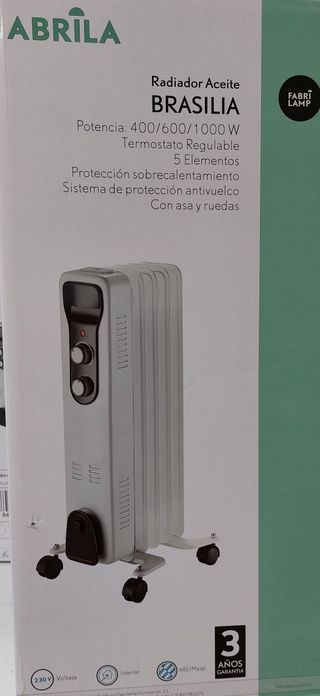 Radiador aceite 1000W 5 elementos – Blanco/Negro